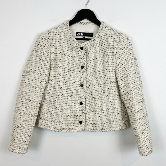 Zara Textured Quilted Knit Jacket Size Medium - Picture 1 of 6